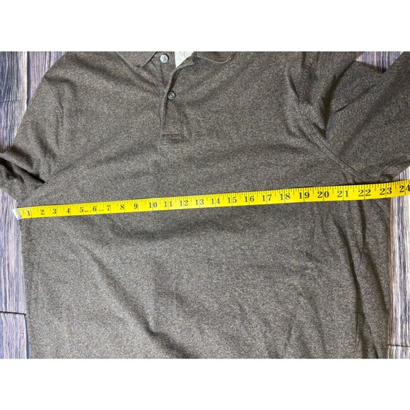 Tasso Elba Polo Shirt Mens XL Brown Heathered Long Sleeve Casual Comfort - Picture 5 of 14